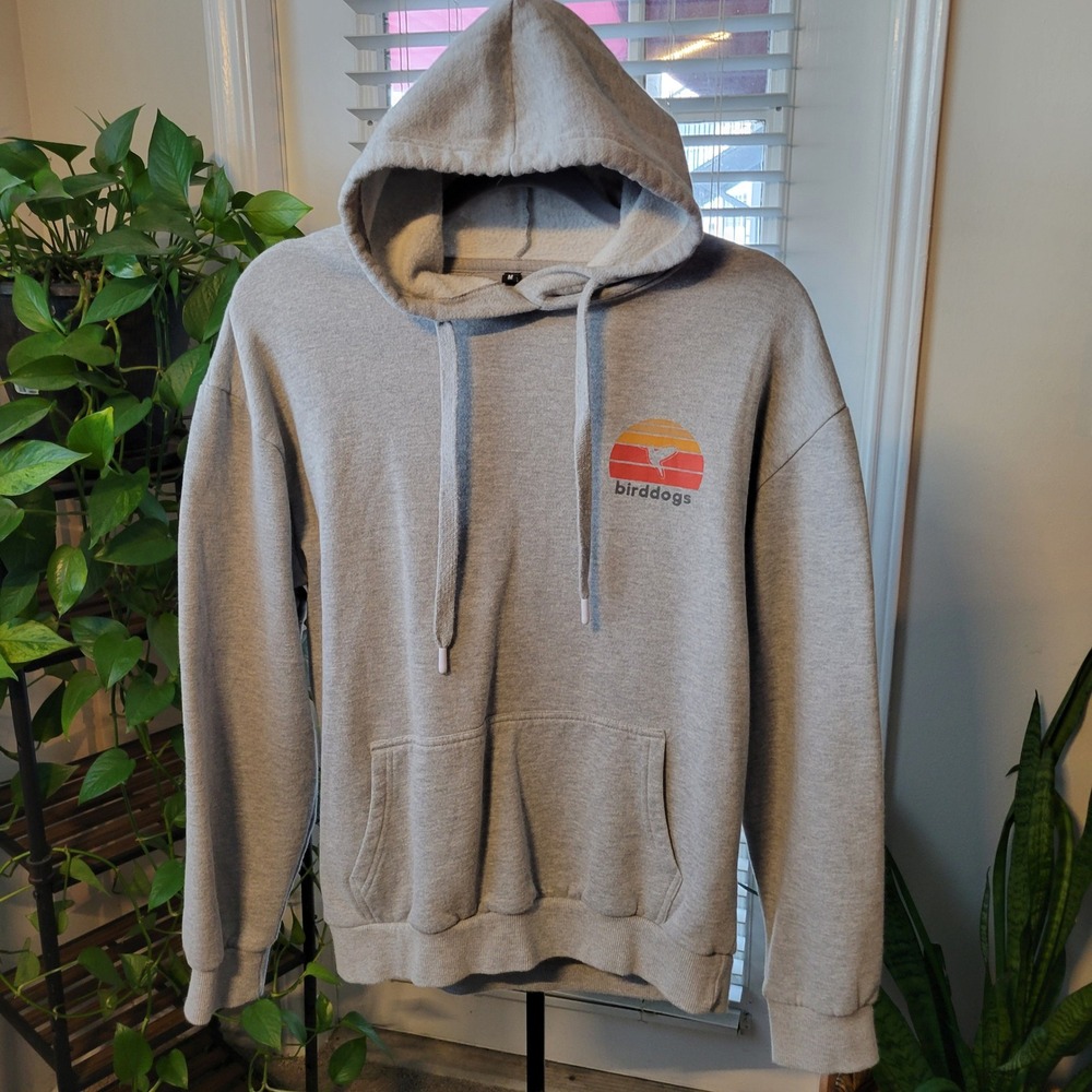 Birddogs Mens Gray Sunset Logo Fleece Pullover Hoodie Size M